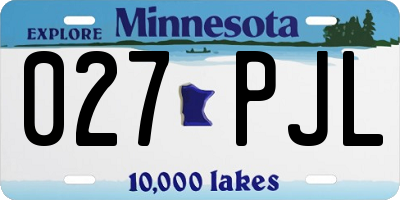 MN license plate 027PJL