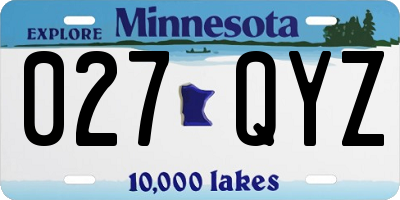 MN license plate 027QYZ