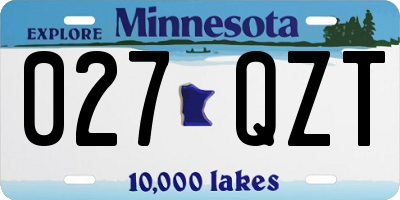 MN license plate 027QZT