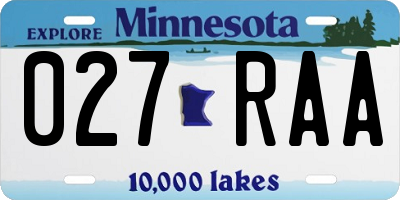MN license plate 027RAA