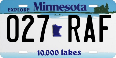 MN license plate 027RAF