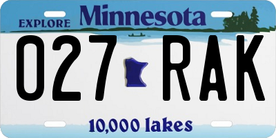 MN license plate 027RAK