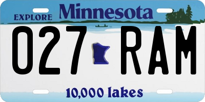 MN license plate 027RAM