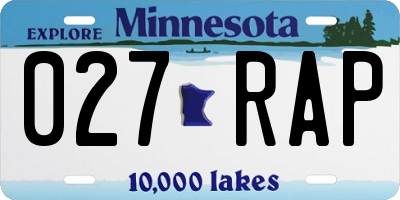 MN license plate 027RAP