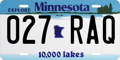 MN license plate 027RAQ