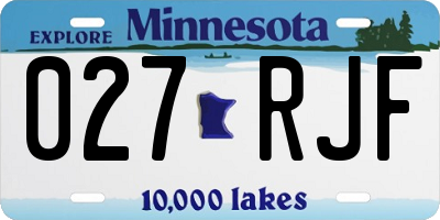 MN license plate 027RJF