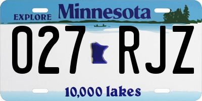 MN license plate 027RJZ