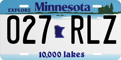 MN license plate 027RLZ