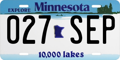 MN license plate 027SEP
