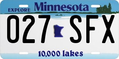 MN license plate 027SFX