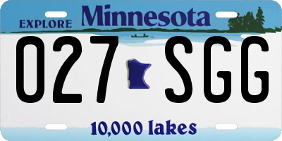 MN license plate 027SGG