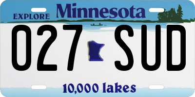 MN license plate 027SUD