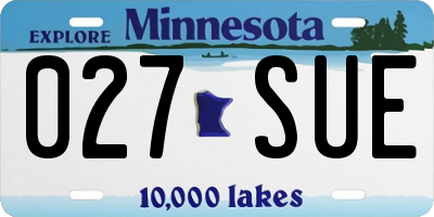 MN license plate 027SUE