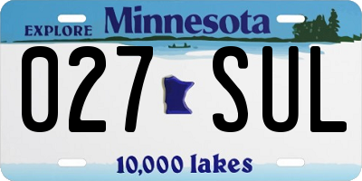 MN license plate 027SUL
