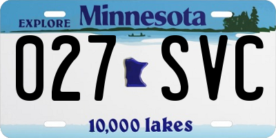 MN license plate 027SVC