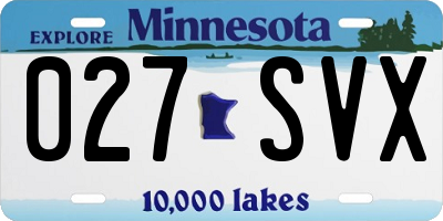 MN license plate 027SVX