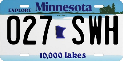 MN license plate 027SWH