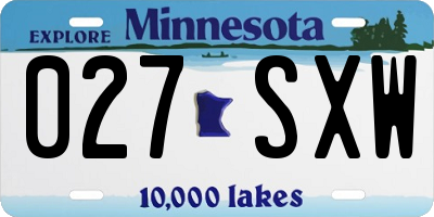 MN license plate 027SXW