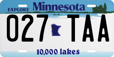 MN license plate 027TAA