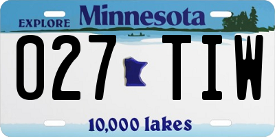 MN license plate 027TIW