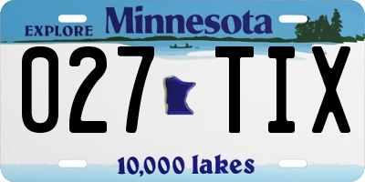 MN license plate 027TIX