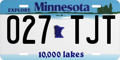 MN license plate 027TJT