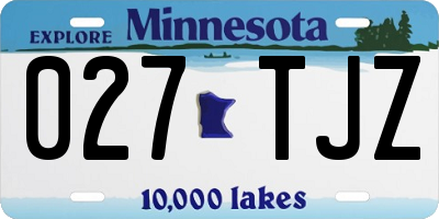 MN license plate 027TJZ