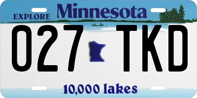 MN license plate 027TKD