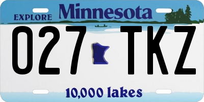 MN license plate 027TKZ