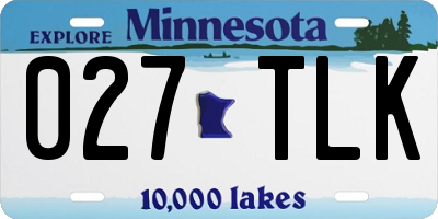 MN license plate 027TLK