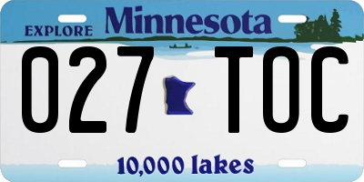 MN license plate 027TOC