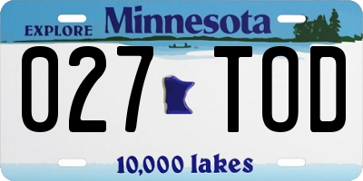 MN license plate 027TOD