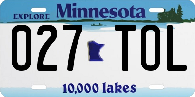 MN license plate 027TOL