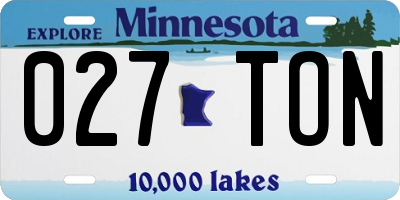 MN license plate 027TON