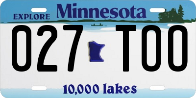MN license plate 027TOO