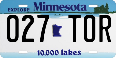 MN license plate 027TOR