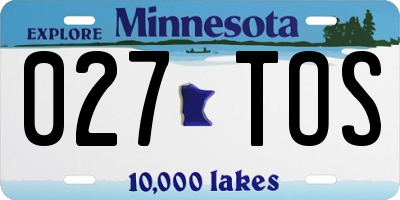 MN license plate 027TOS