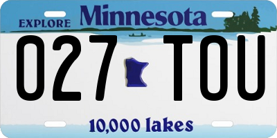 MN license plate 027TOU