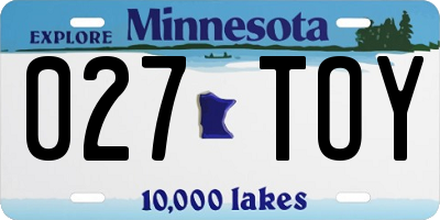 MN license plate 027TOY