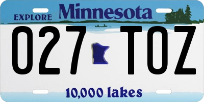 MN license plate 027TOZ