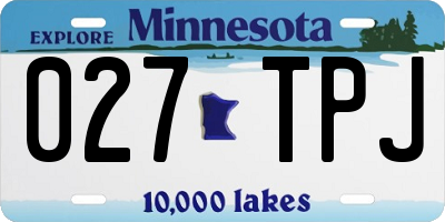 MN license plate 027TPJ