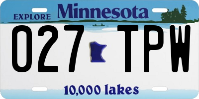 MN license plate 027TPW