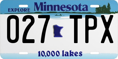 MN license plate 027TPX