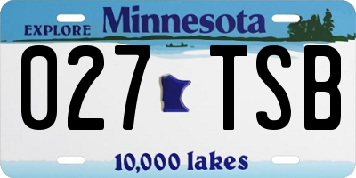 MN license plate 027TSB