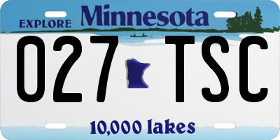 MN license plate 027TSC