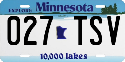 MN license plate 027TSV