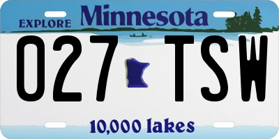 MN license plate 027TSW