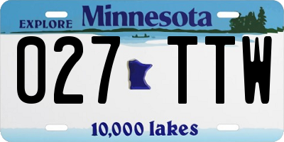 MN license plate 027TTW