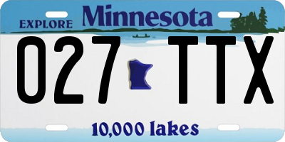 MN license plate 027TTX
