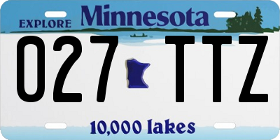 MN license plate 027TTZ